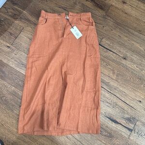 We Wore What linen blend midi skirt